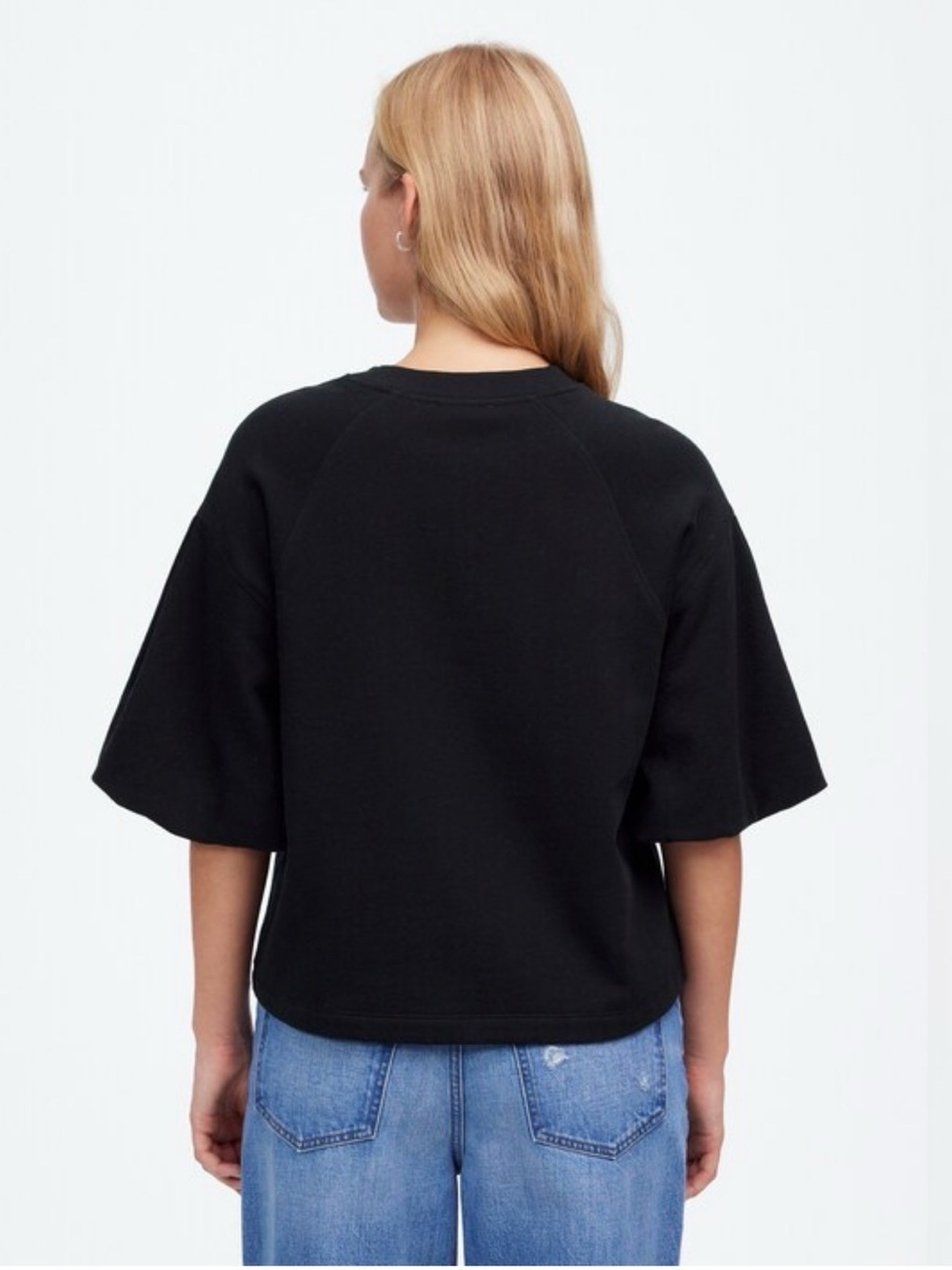 Madewell Black Puff Sleeve Sweatshirt Tee Size Large - Picture 3 of 11